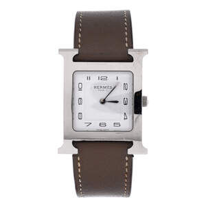 Hermes 26 Heure H Quartz Watch Stainless Steel and Leather